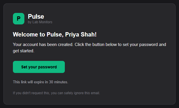 Welcome to Pulse email