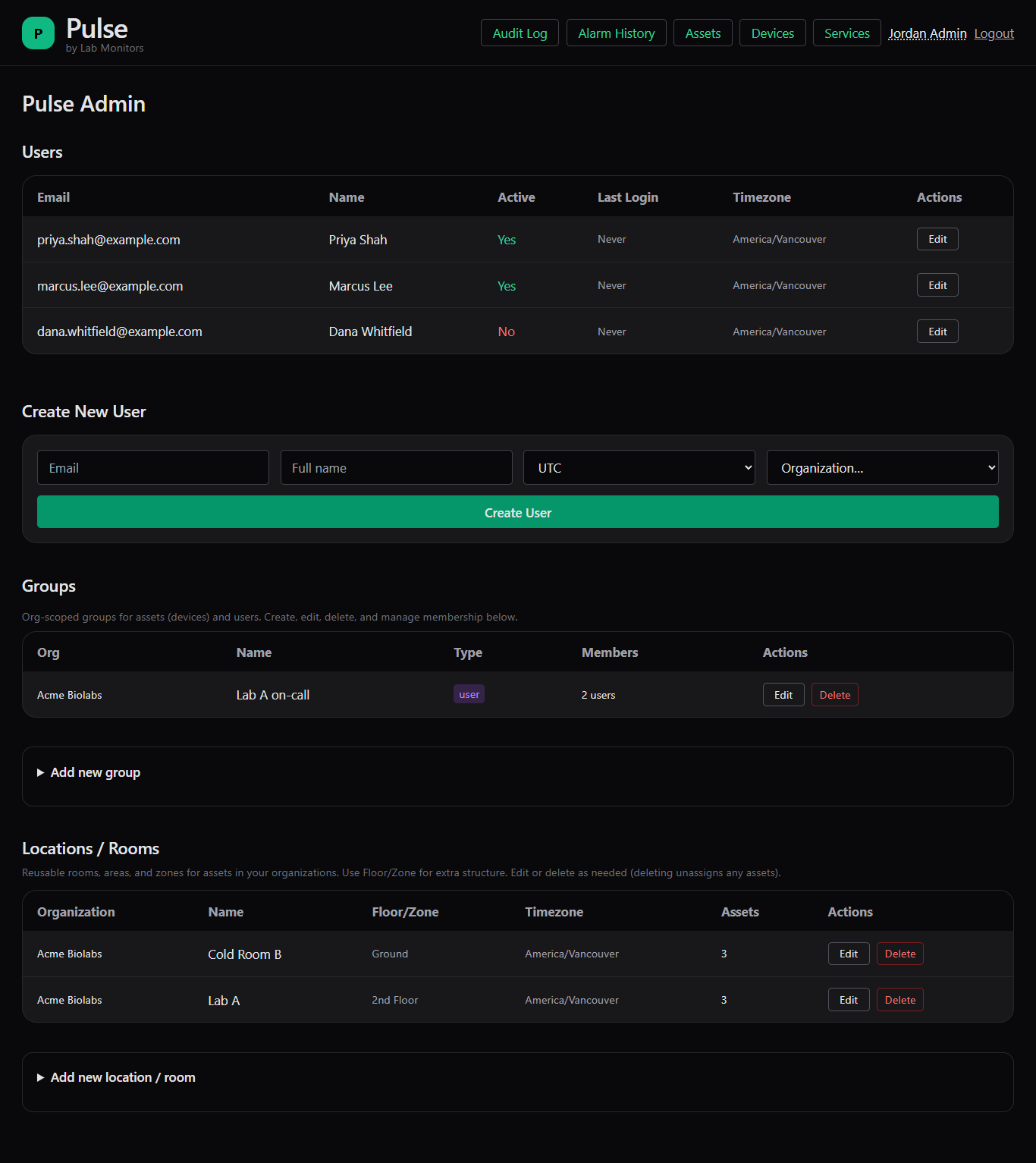 Pulse Admin hub