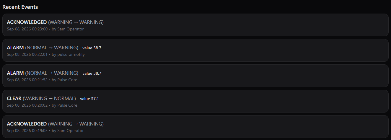 Recent Events list
