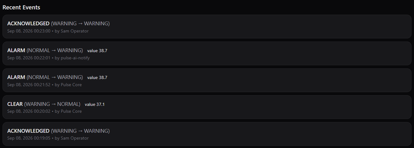 Recent Events list